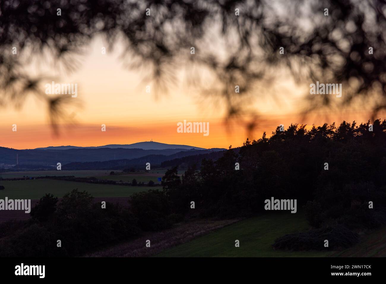Der Brocken im Sonnenuntergang Harz Foto Stock
