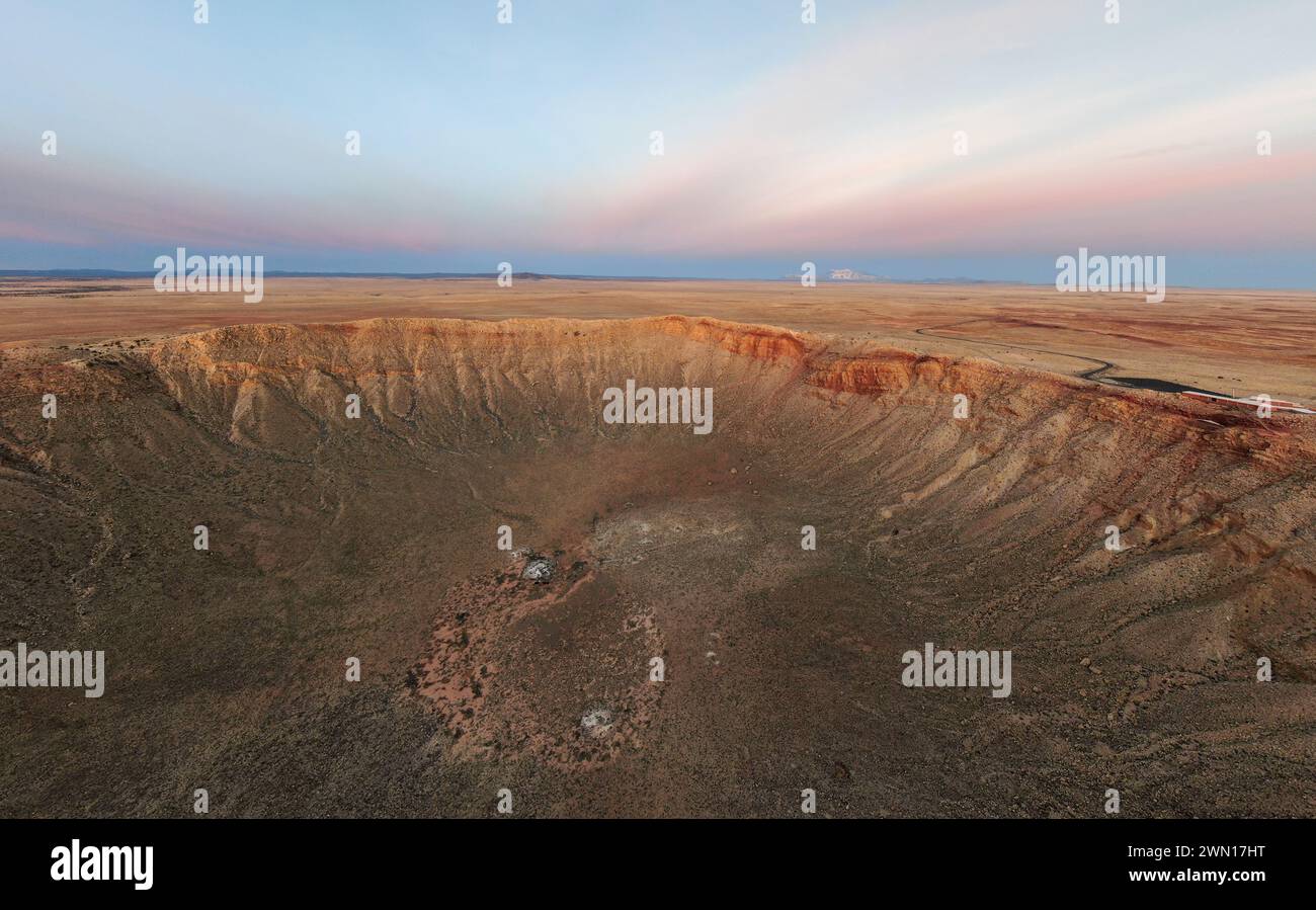 Alba al cratere Meteor Arizona in Drone Foto Stock