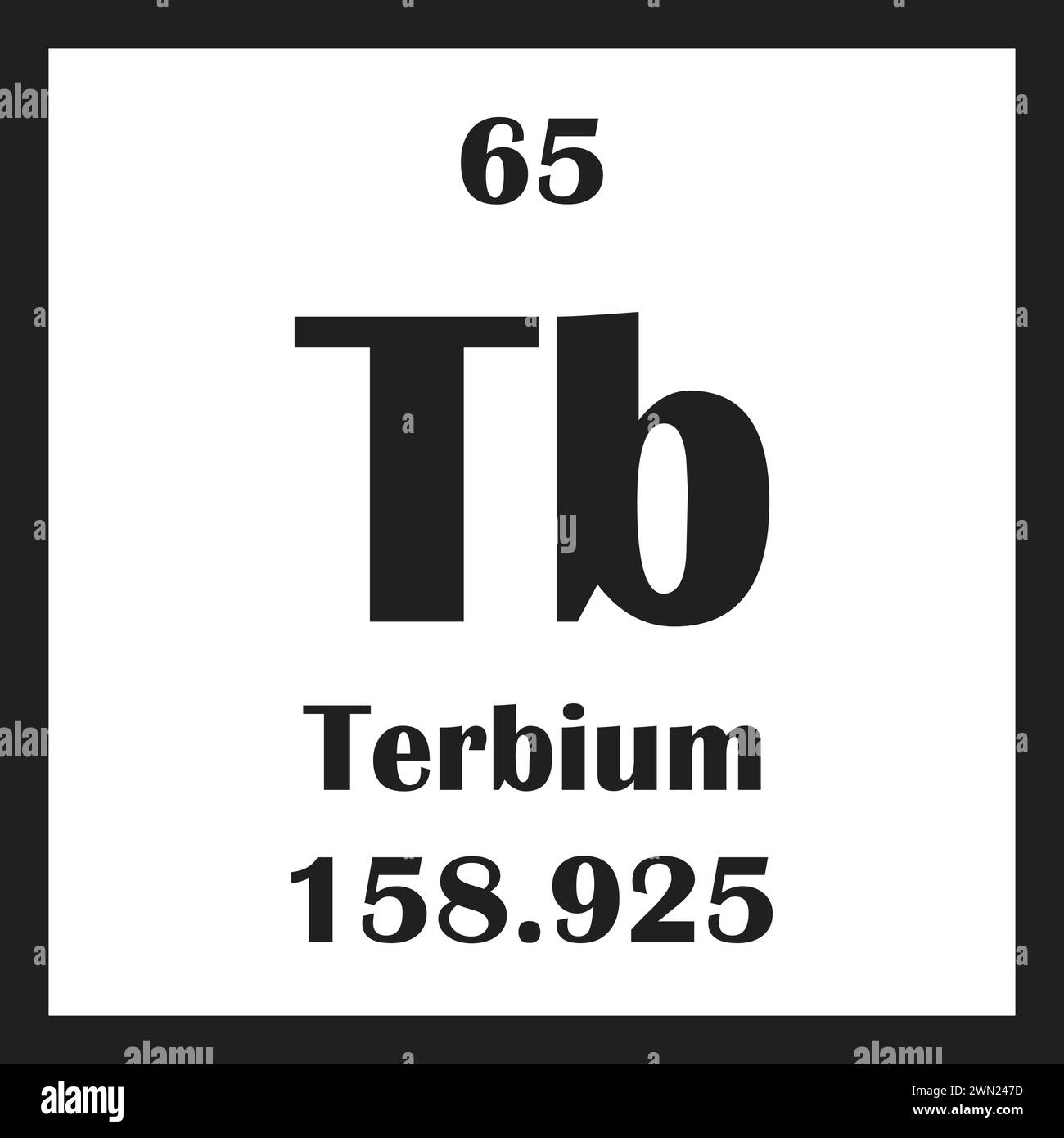 disegno dell'illustrazione vettoriale dell'icona dell'elemento chimico terbio Illustrazione Vettoriale