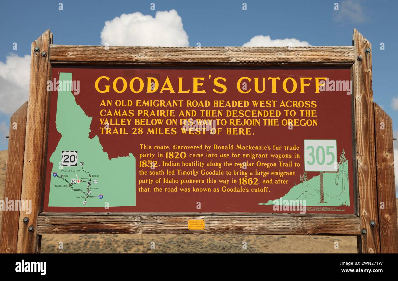 Idaho's Highway Historical Markers - Goodale's Cutoff Foto Stock