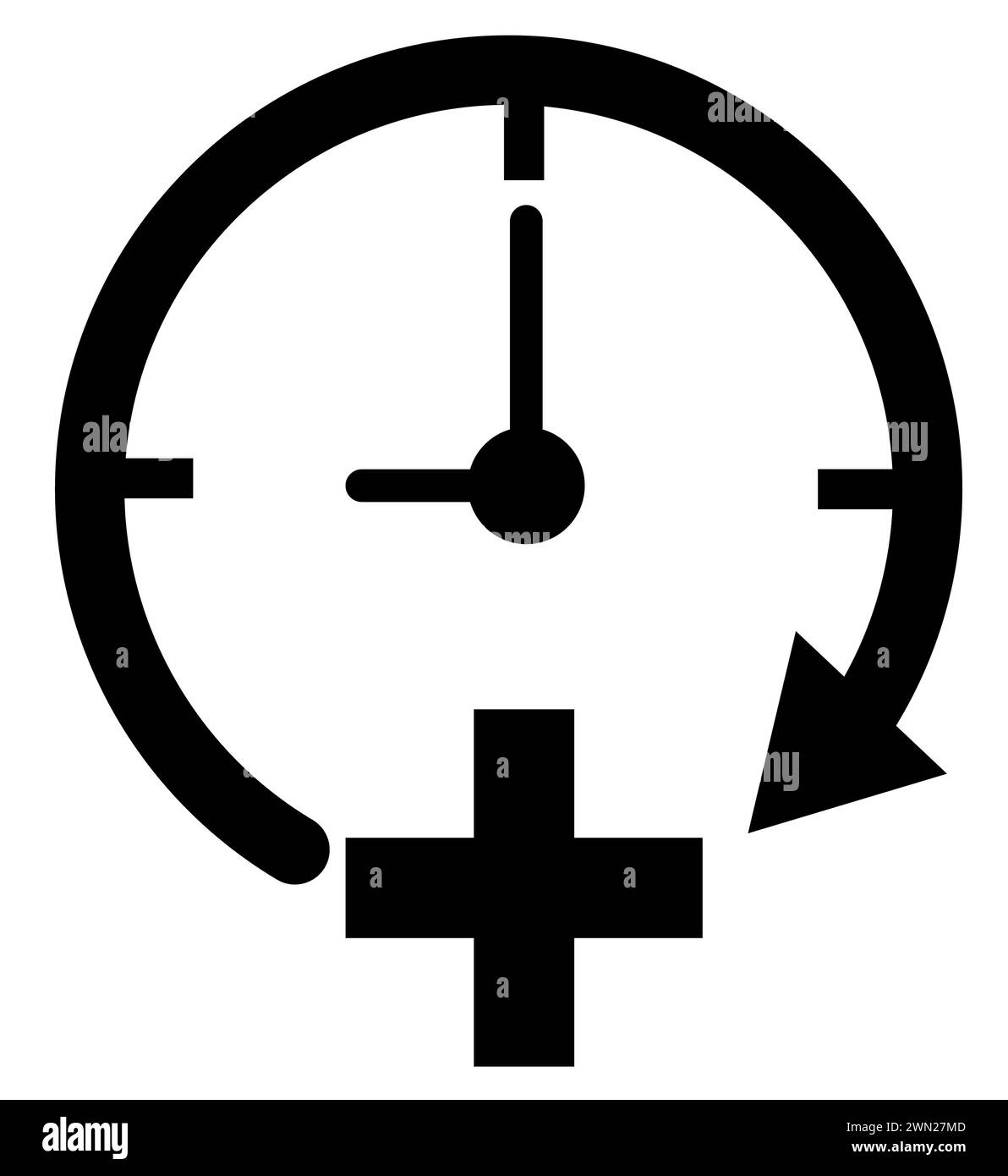 Icona straordinari. Segnale di lavoro e orologio. Simbolo dell'orario di lavoro. stile piatto. Foto Stock