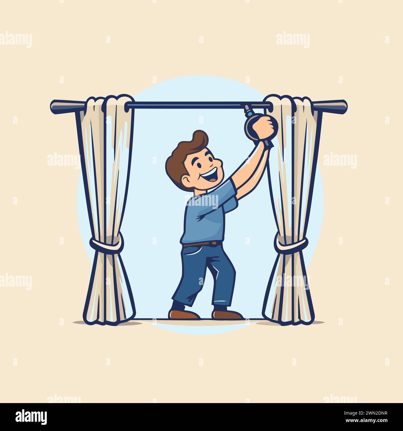 Personaggio cartoni animati di un uomo che fa pull-up. Illustrazione vettoriale Illustrazione Vettoriale