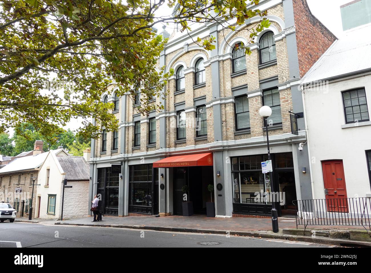 L'Harbour Rocks Hotel è un hotel boutique storico situato al 34-52 di Harrington Street in The Rocks, Sydney, Australia12. Costruito nel 1887 sul modello originale g Foto Stock