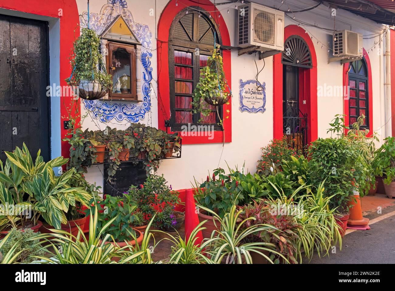 Tradizionale casa di stile, portoghese trimestre Fontainhas Panjim Goa in India Foto Stock