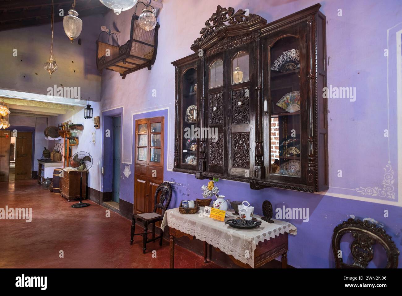 Casa Araujo Alvares, museo della villa portoghese Loutolim Salcete Goa India Foto Stock