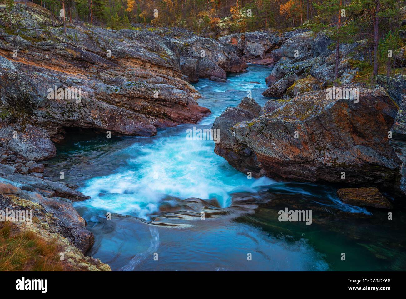 Le rapide di Ridderspranget nel Parco Nazionale di Jotunheimen, Norvegia Foto Stock