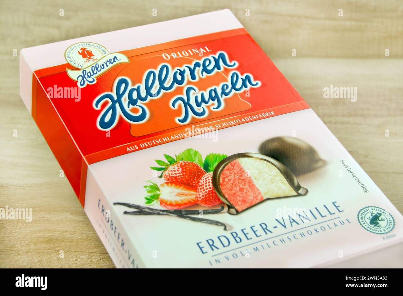 Halloren Kugeln Schokolade Erdbeer-Vanille Original Foto Stock