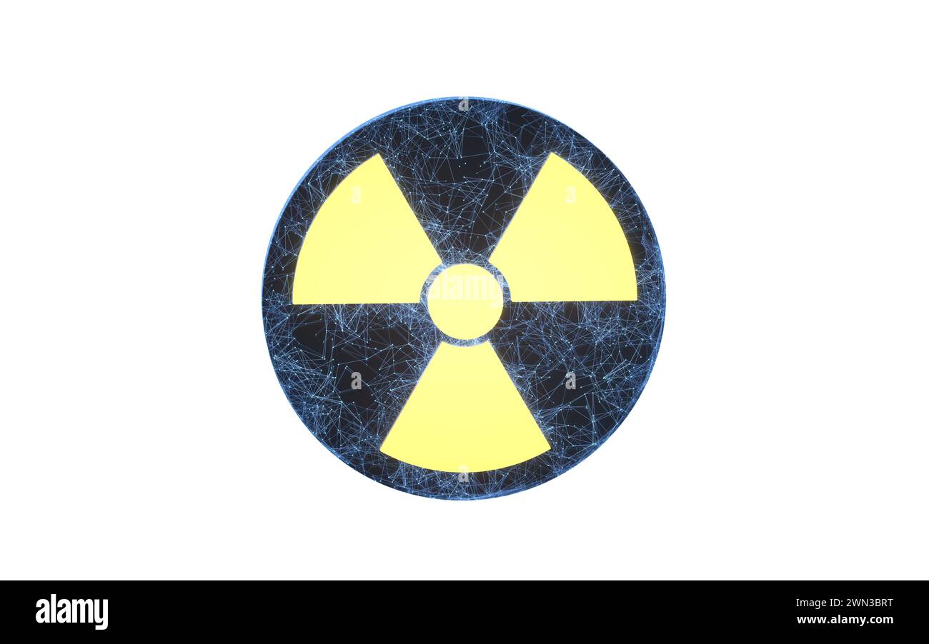 Centrale nucleare ed energia nucleare, rendering 3d. Illustrazione 3D. Foto Stock