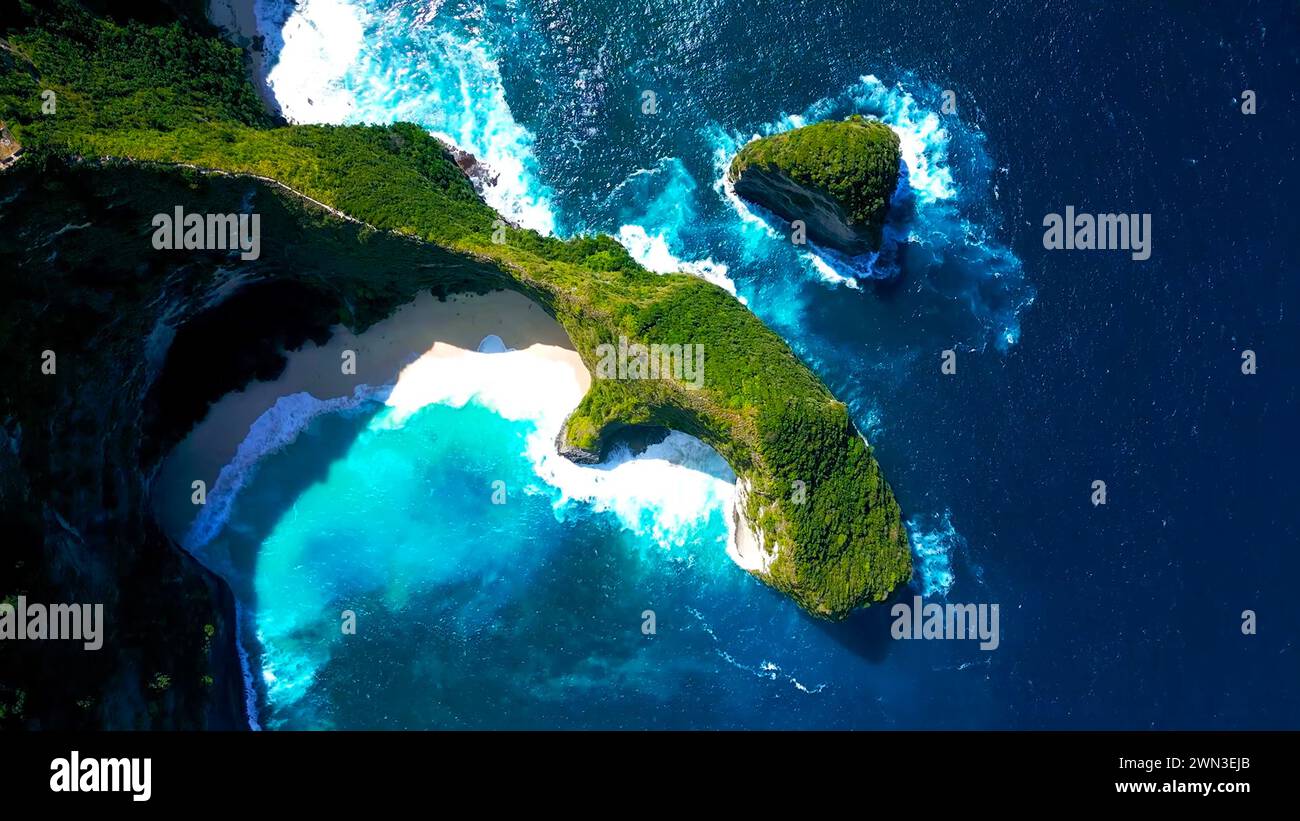 Gita a Bali nell'isola di Nusa Penida, Kelingking Beach, Bali Indonesia Foto Stock