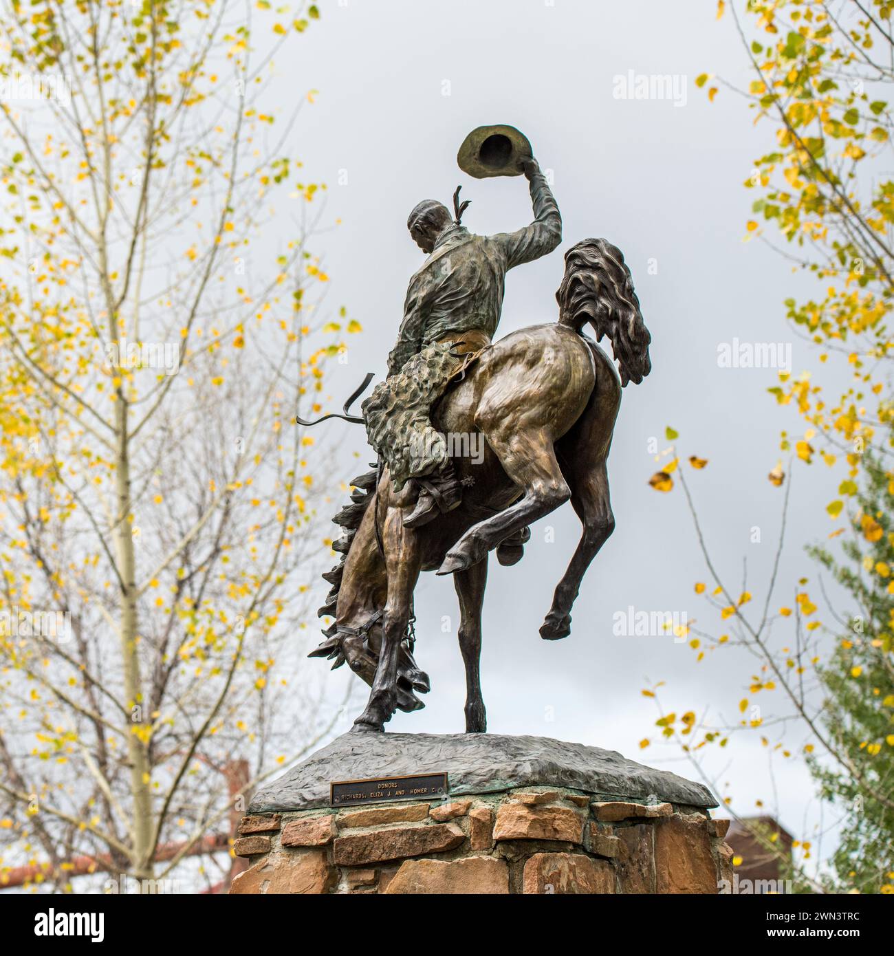 Monumento ai veterani di Town Square a Jackson, Wyoming Foto Stock