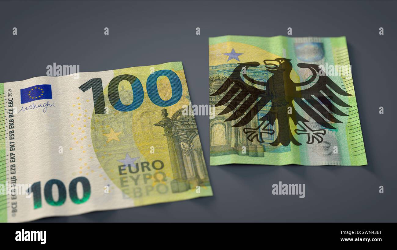 immagine mbolica in materia di imposte, oneri fiscali, imposte salariali, stipendio netto, quota fiscale, ecc. in Germania Foto Stock
