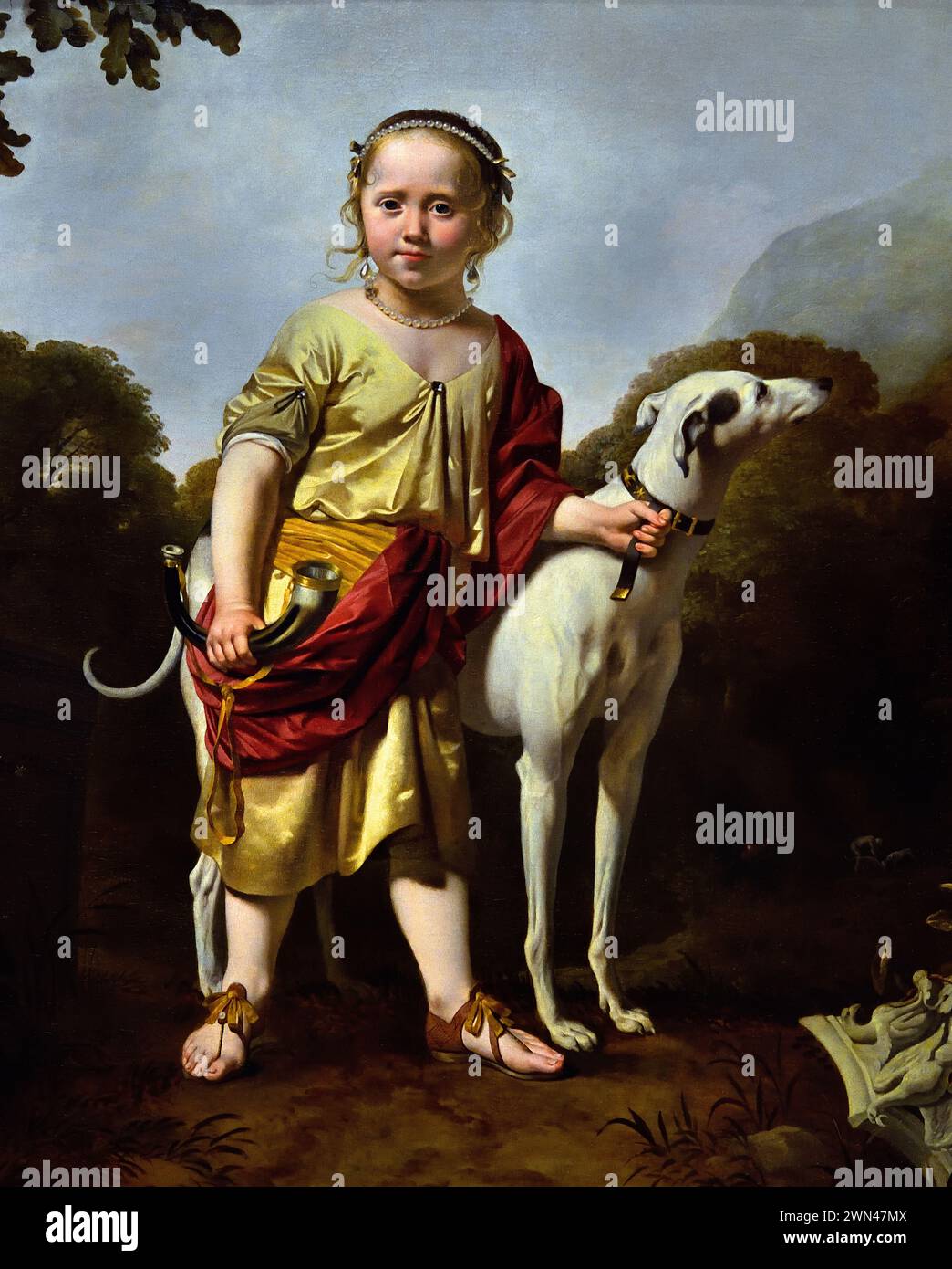 Ritratto di una ragazza come cacciatrice di Caesar van Everdingen 1616-1678 Paesi Bassi, Paesi Bassi, Olanda, Museo reale di Belle Arti, Anversa, Belgio, Belgio. Foto Stock