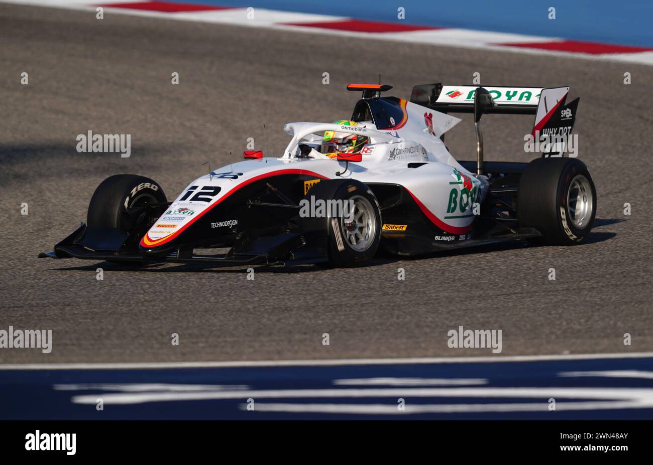 Mari Boya di Campos Racing durante le qualifiche di Formula 3 al circuito Internazionale del Bahrain, Sakhir. Data foto: Giovedì 29 febbraio 2024. Foto Stock