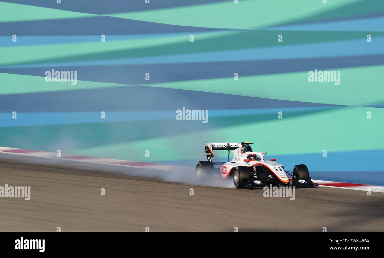Sebastian Montoya di Campos Racing durante le qualifiche di Formula 3 al Bahrain International Circuit di Sakhir. Data foto: Giovedì 29 febbraio 2024. Foto Stock