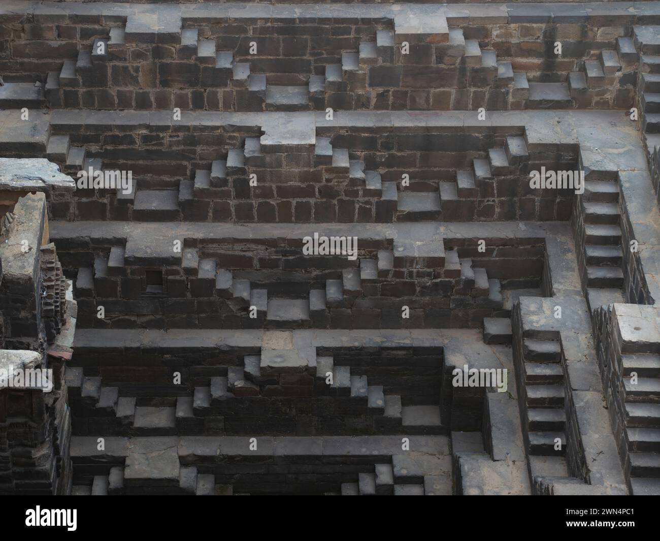 Monumento storico Chand Baori Stepwell nel Rajasthan, India. Foto Stock