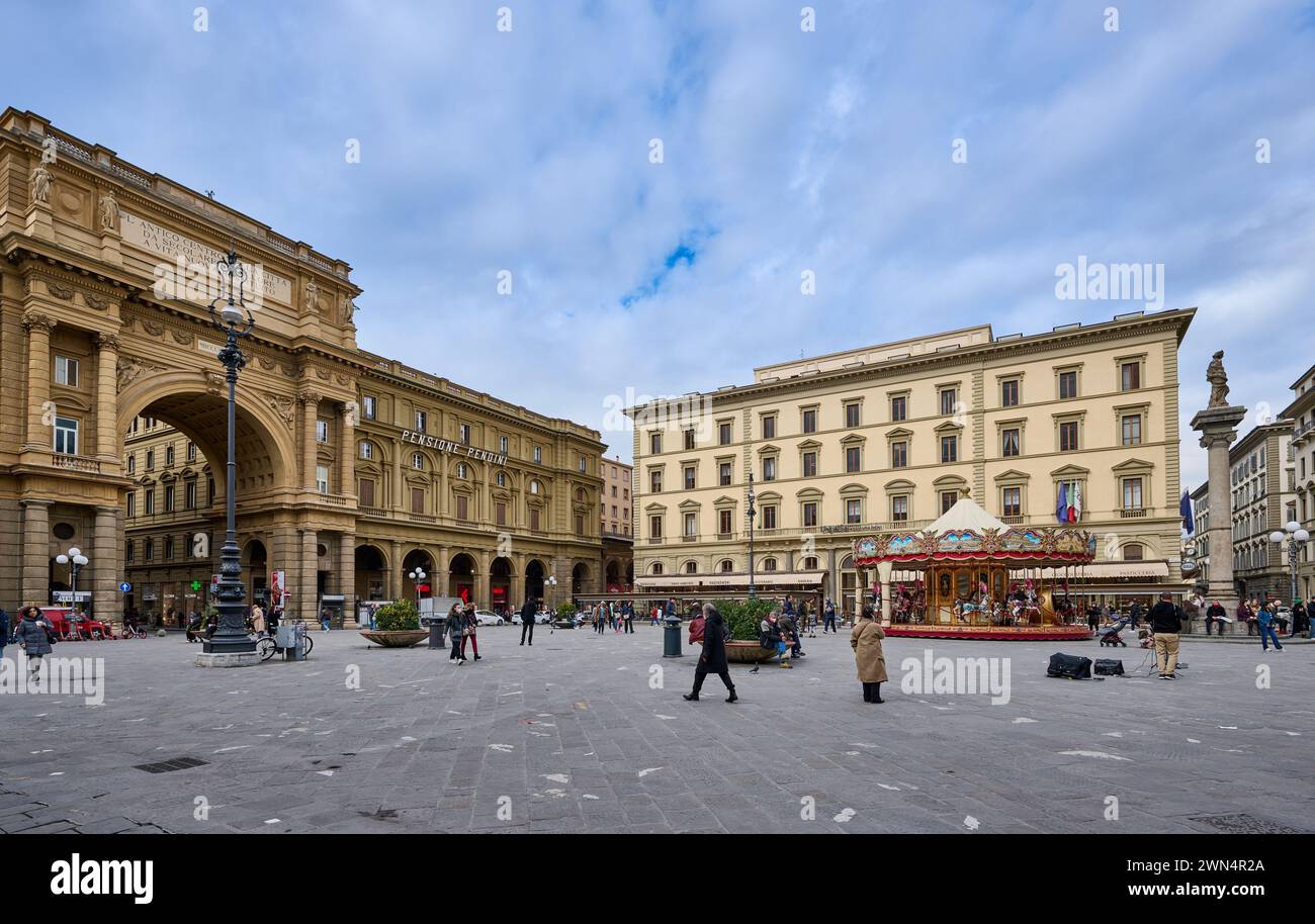 Piazza della Repubblica, Firenze, Toscana, Italia Foto Stock