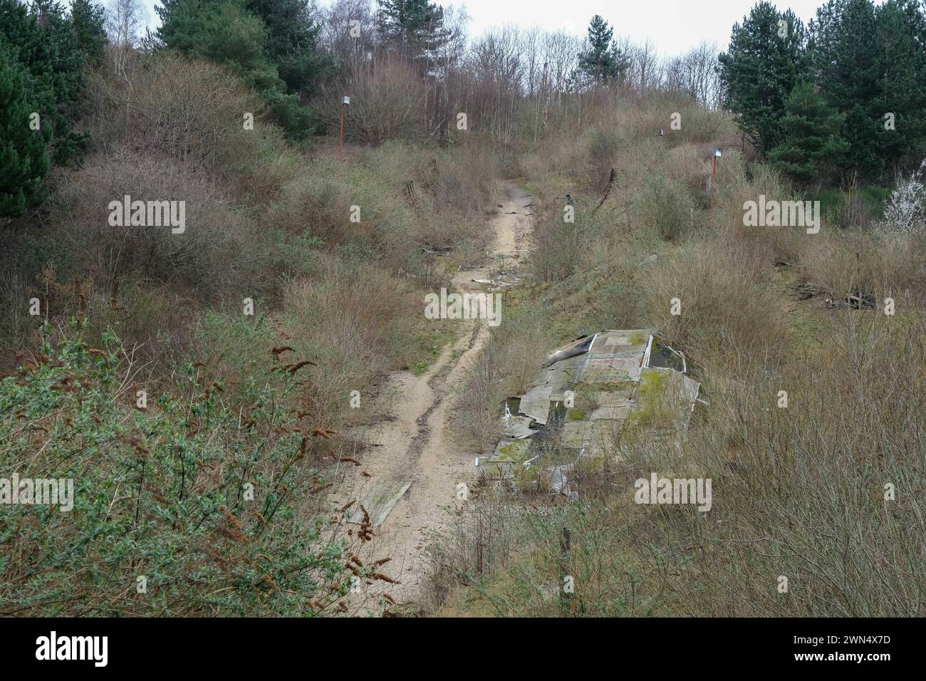 Le piste abbandonate dell'ex Sheffield Ski Village a Park Springs, nella città del South Yorkshire Foto Stock