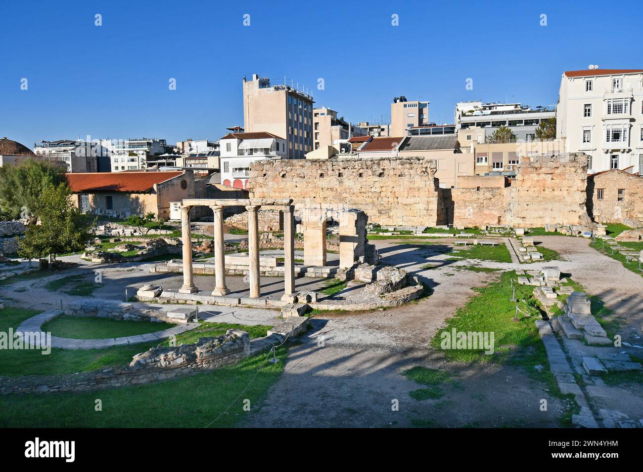 Grecia, rovine dell'edificio paleocristiano Quatrefoil - Basilica di Megale Panagia ad Atene Foto Stock