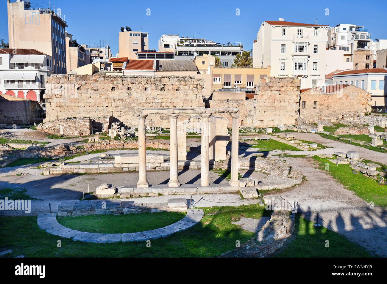 Grecia, rovine dell'edificio paleocristiano Quatrefoil - Basilica di Megale Panagia ad Atene Foto Stock