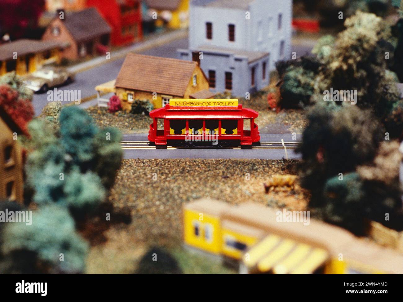 Famoso giocattolo "Neighborhood Trolley"; quartiere di Mister Rogers; TV pubblica Foto Stock
