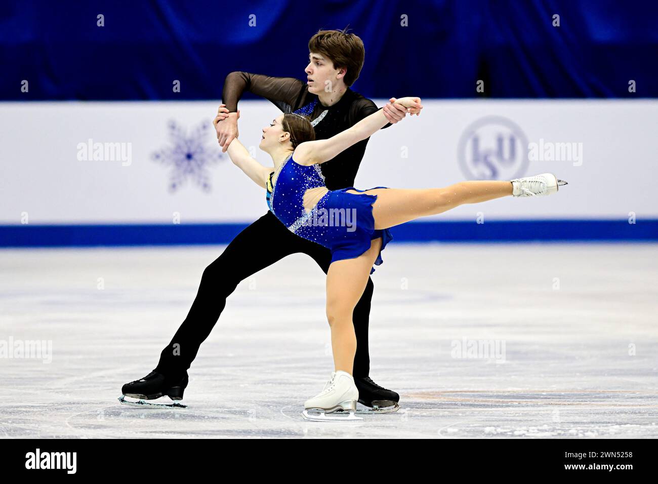 Martina ARIANO KENT & Charly LALIBERTE LAURENT (CAN), durante il Junior Pairs Free Skating, ai Campionati mondiali juniores di pattinaggio di figura 2024, alla Taipei Arena, il 29 febbraio 2024 a Taipei City, Taiwan. Crediti: Raniero Corbelletti/AFLO/Alamy Live News Foto Stock