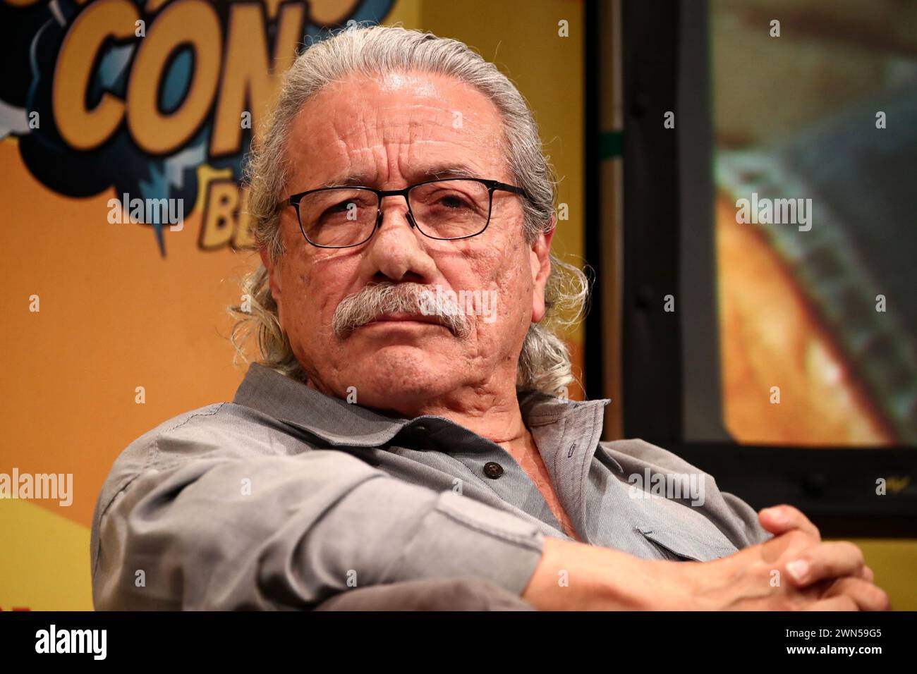 Edward James Olmos ( Kampfstern Galactica, Miami Vice ) partecipa al Comic con tedesco München 2019, 16.6,19, Zenith München, Foto Stock