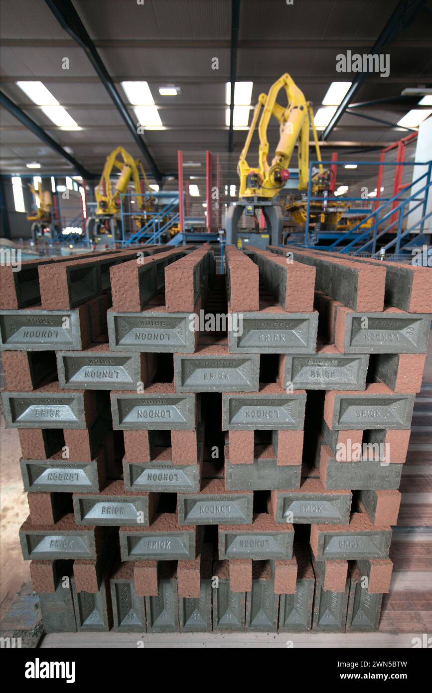 16/09/15 Pallet di mattoni "verdi" prima di essere cotti. ***Storia completa qui: http://www.fstoppress.com/articles/london-bricks/ *** triatleti hanno Foto Stock