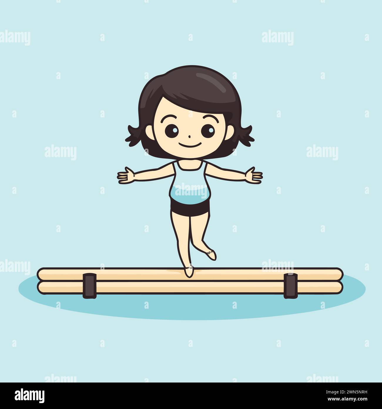 ragazza che salta sulla piattaforma di legno illustrazione vettoriale eps10 grafica Illustrazione Vettoriale