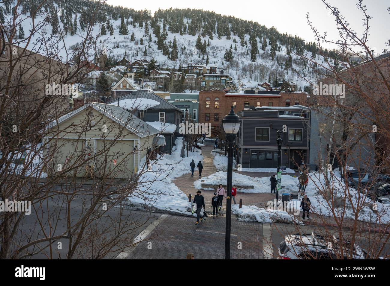 Vista sul parco cittadino di Park City, meglio conosciuto come stazione sciistica di montagna degli Stati Uniti occidentali, situato a 32 km circa a est di Salt Lake City. Foto Stock