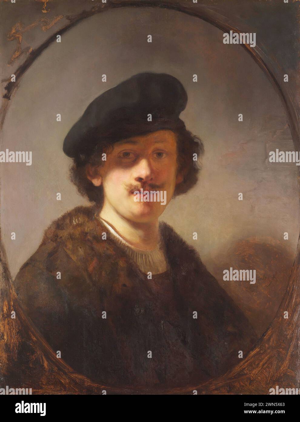 Ritratto con occhi ombreggiati (1634) (olio su tavola 71,1 x 56 cm) - Rembrandt - sé Foto Stock
