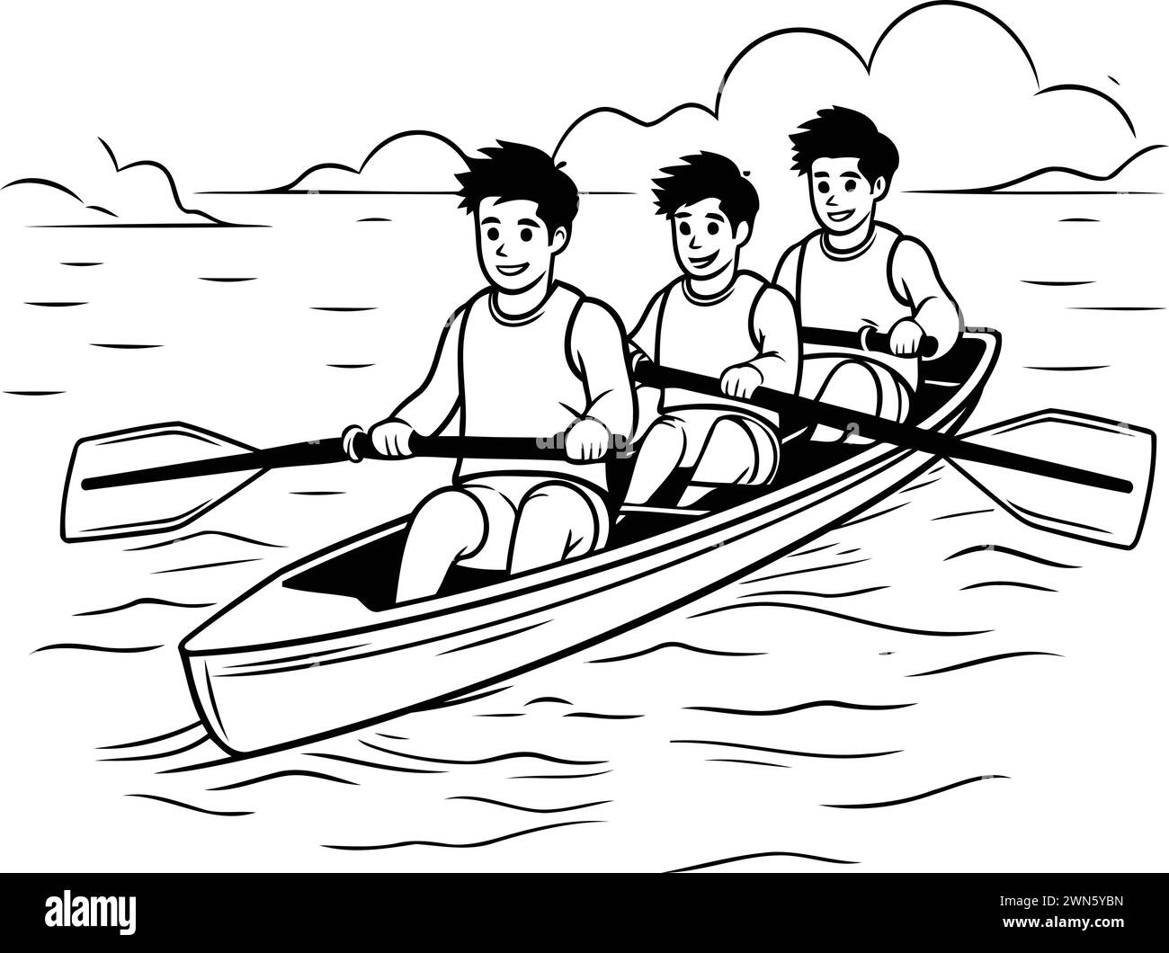 un paio di uomini che regnano nel disegno grafico dell'illustrazione vettoriale della barca Illustrazione Vettoriale