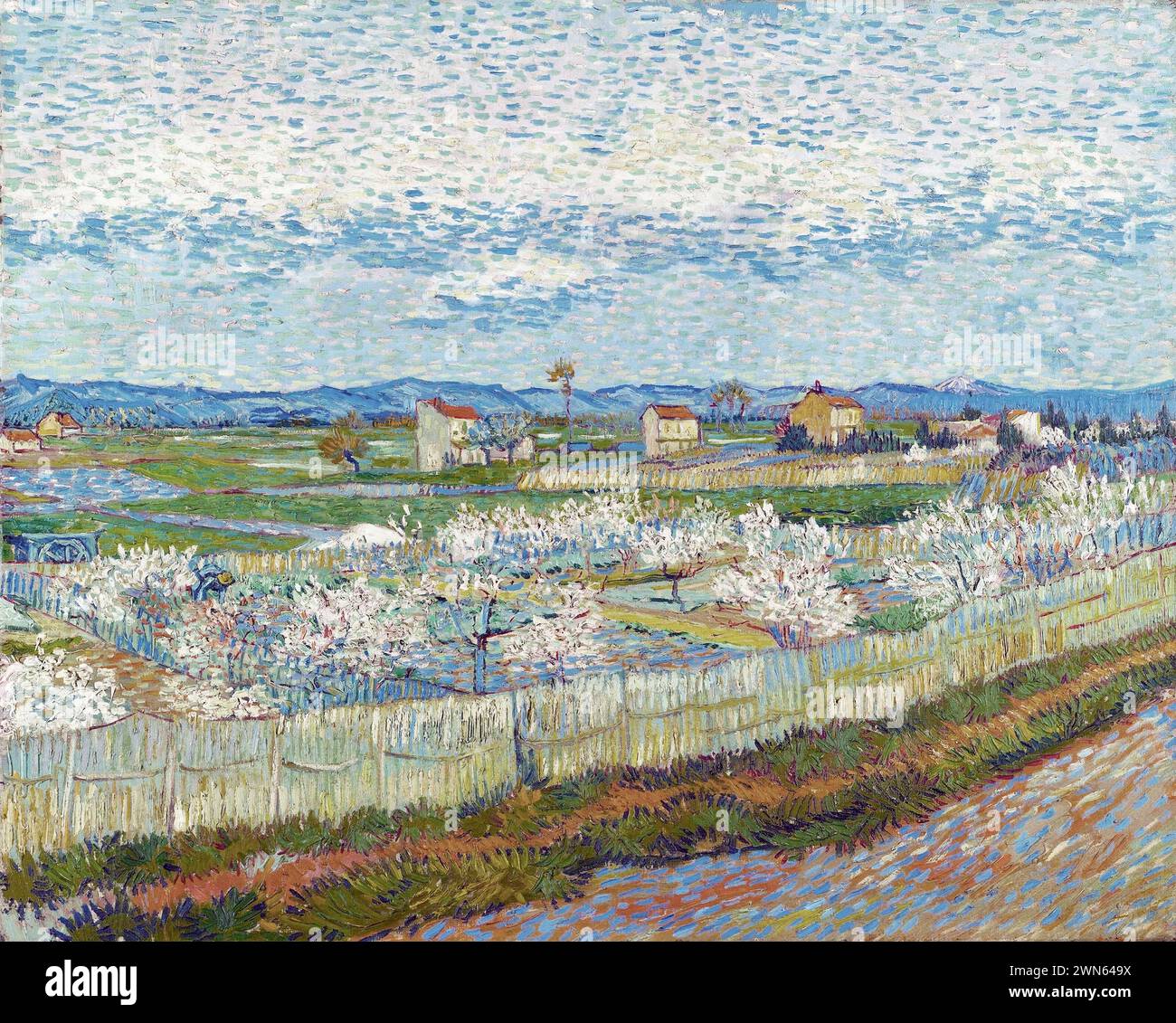 Van Gogh Vincent - Peach Trees in Blossom (1889) Foto Stock