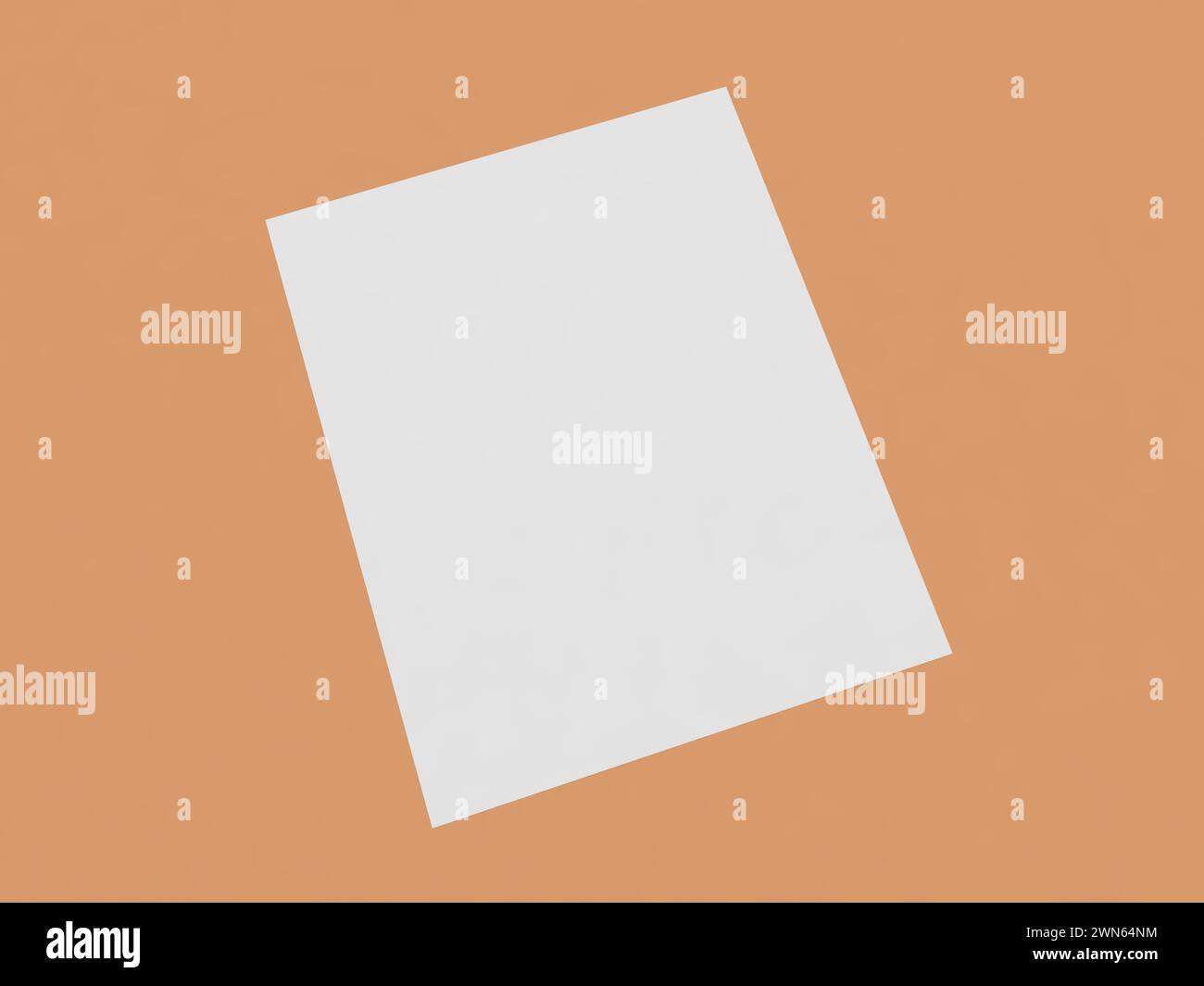 Foglio di carta A4 curva su sfondo marrone. illustrazione di rendering 3d. Foto Stock