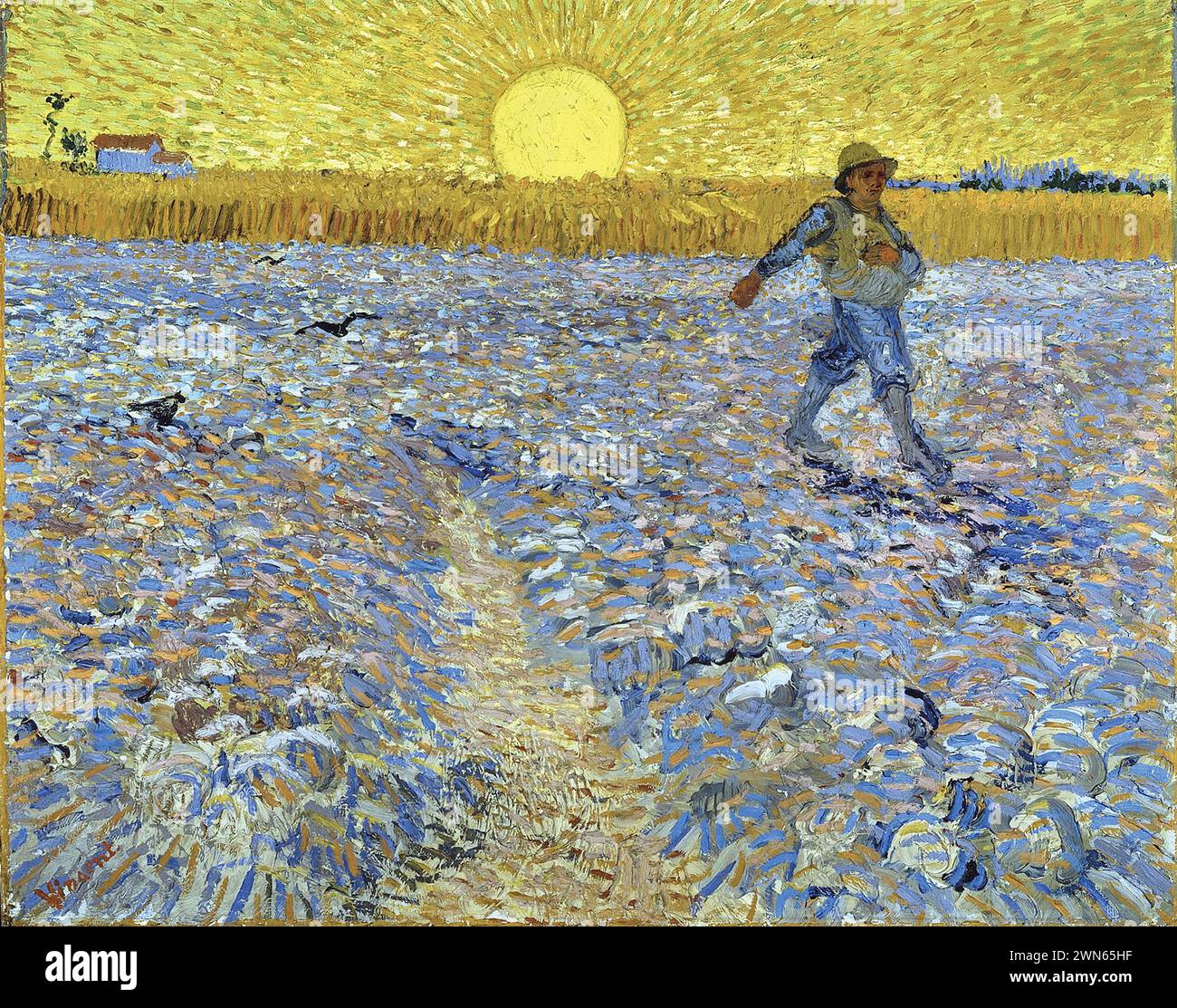 Tableau Toile Van Gogh "Seminatore Al Tramonto" - Reproduction Sur Toile Encadrée, Déco Maison