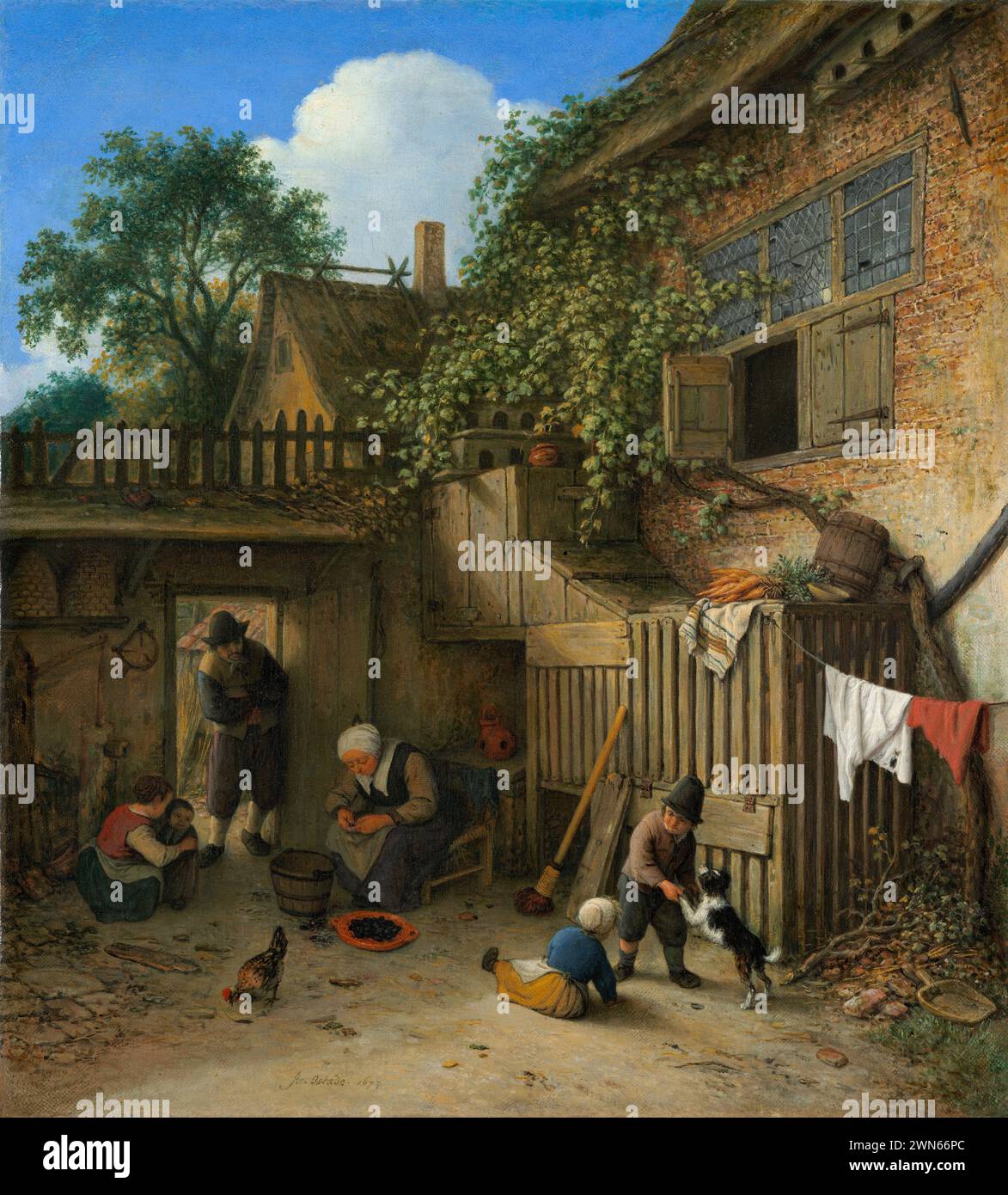 Van Ostade Adriaen - The Cottage Dooryard (1673) Foto Stock