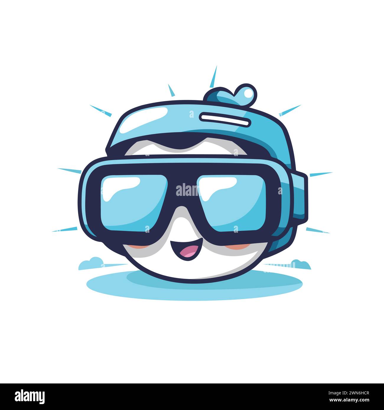 Un bel panda che indossa un casco da immersione e occhiali di protezione. Illustrazione vettoriale. Illustrazione Vettoriale