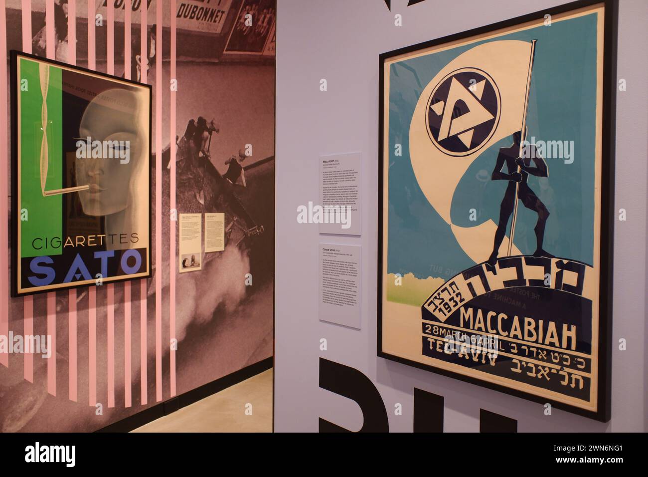 Il poster Art Deco del Maccabiah Game si tiene nel mandato britannico della Palestina nel 1932 da De Soto esposto al poster House Museum. New York City. USA Foto Stock
