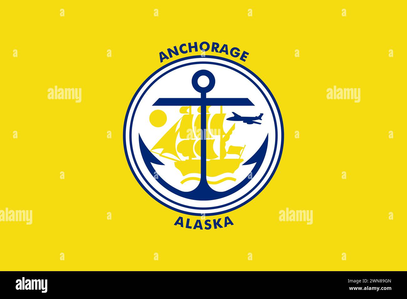 Bandiera della città del comune di Anchorage - Alaska Foto Stock