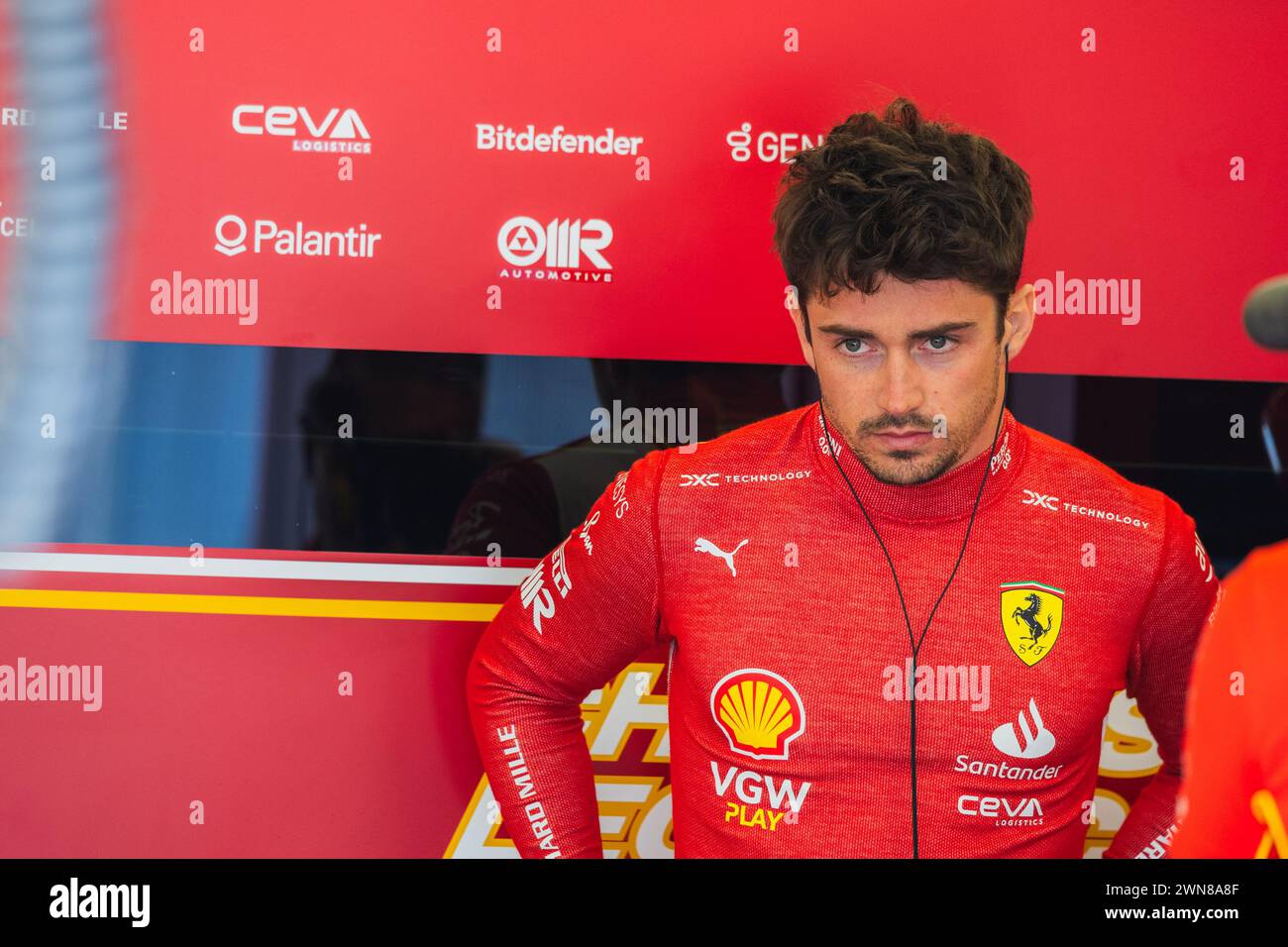 MANAMA, BAHREIN, Bahrain International Circuit, 29.Feb.2024: Charles Leclerc di Monaco e Scuderia Ferrari durante il Gran Premio del Bahrain di Formula 1 Foto Stock