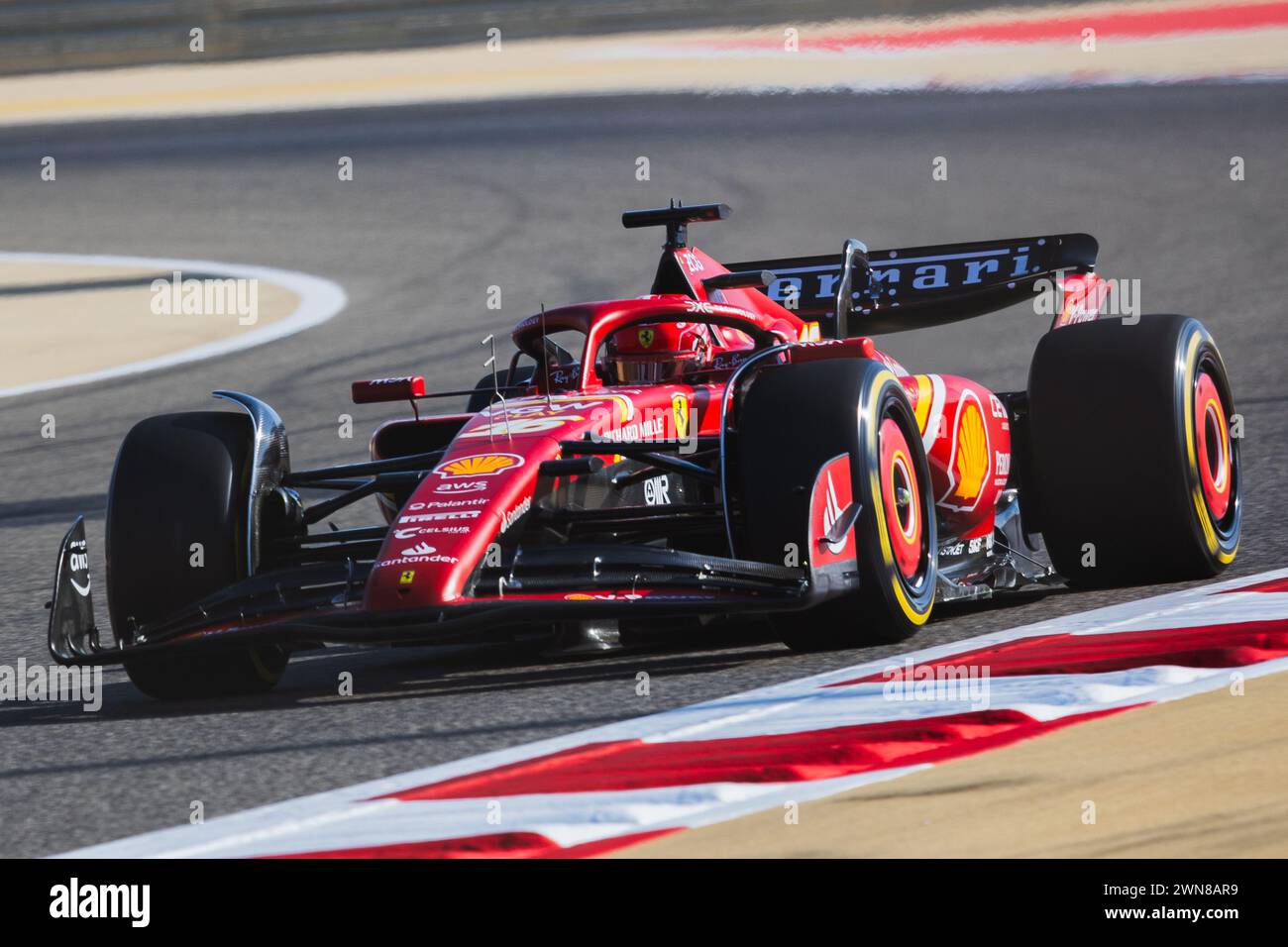 MANAMA, BAHREIN, Bahrain International Circuit, 29.Feb.2024: Charles Leclerc di Monaco e Scuderia Ferrari durante il Gran Premio del Bahrain di Formula 1 Foto Stock