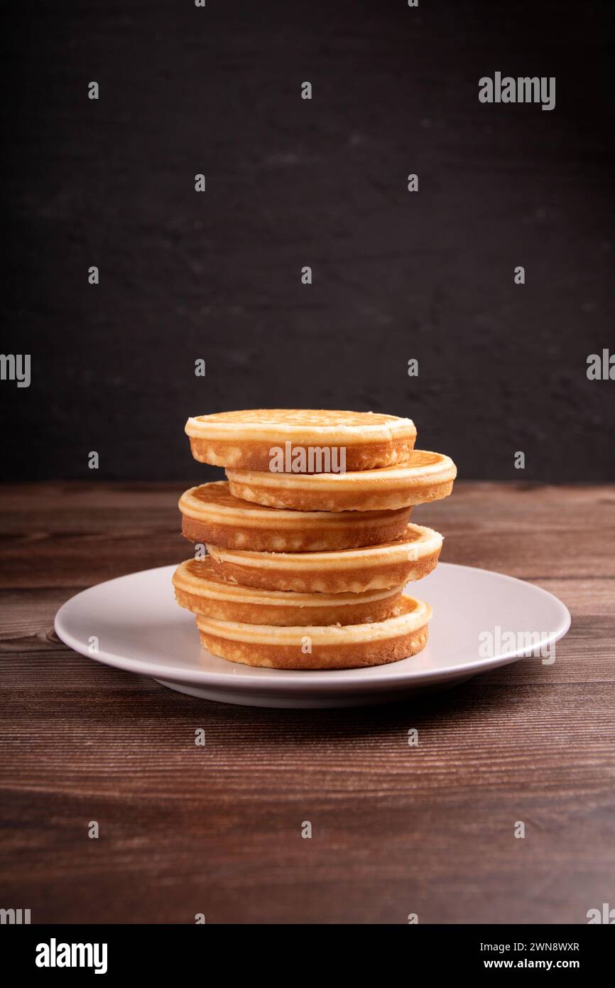 pancake, piatto, pila, cibo, foto, colazione fatta in casa Foto Stock