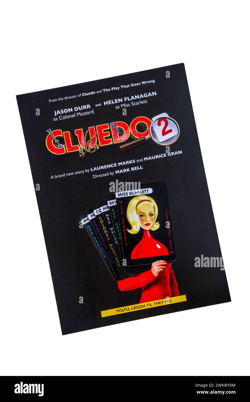 Volantino promozionale per la produzione 2024 di Cluedo2. Foto Stock