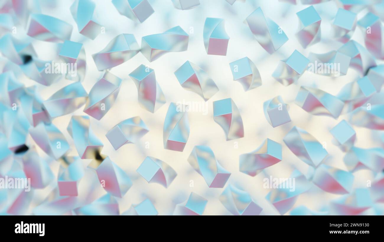 Interpretazione minimalista dei blocchi interconnessi che simboleggiano la blockchain. Foto Stock