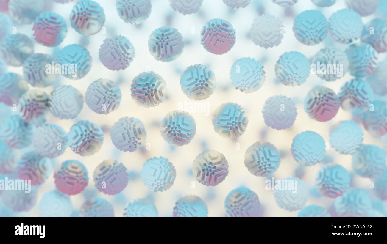 Interpretazione minimalista dei blocchi interconnessi che simboleggiano la blockchain. Foto Stock