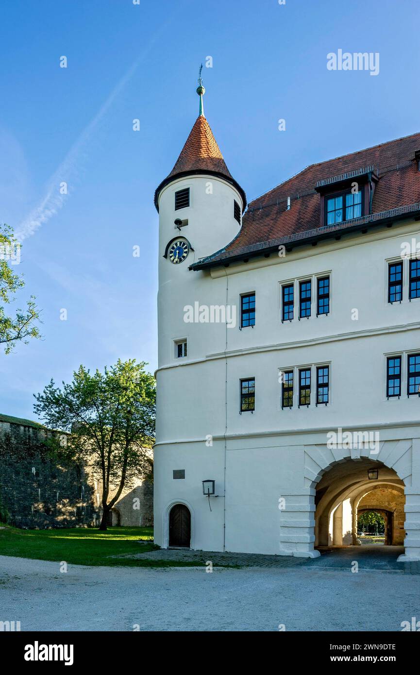 Porta del castello della fortezza di Wuelzburg, edificio fortificato rinascimentale, Weissenburg in Baviera, Altmuehltal, Media Franconia, Franconia Foto Stock