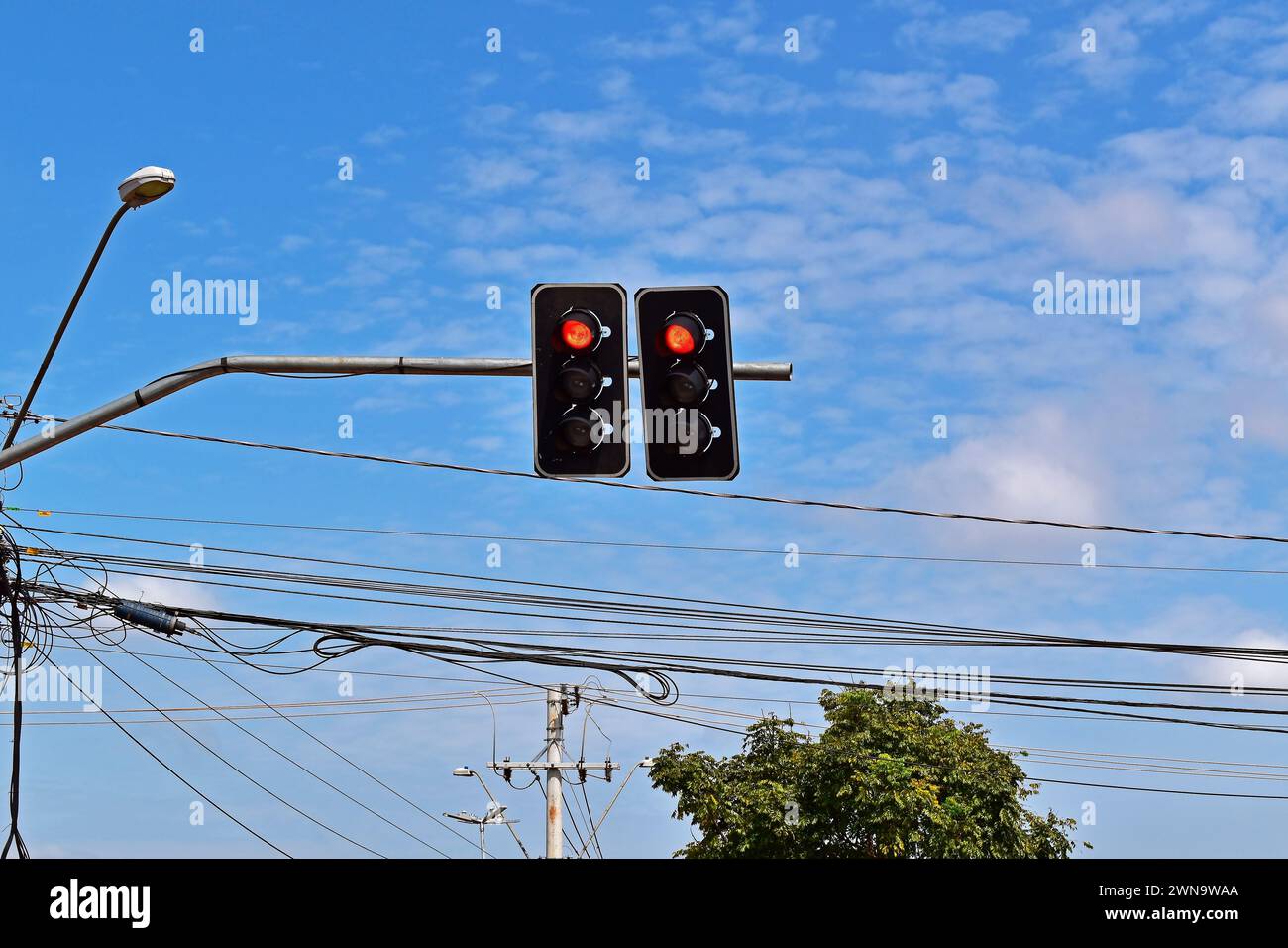 Semafori rossi a Ribeirao Preto, San Paolo, Brasile Foto Stock