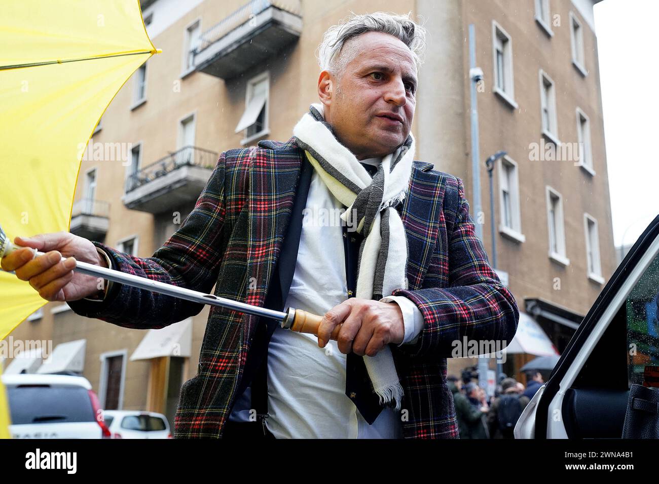 Foto Spada/LaPresse 01 marzo 2024 - Brescia, Italia - cronaca - Tribunale di Brescia prima udienza della revisione del processo della strage di erba nella foto: Avv. Luca D'auria 01 marzo 2024, 2024 Brescia, Italia - relazione - Tribunale del calcio di Brescia prima udienza della revisione del processo al massacro di erba nella foto: Luca D'auria credito: LaPresse/Alamy Live News Foto Stock