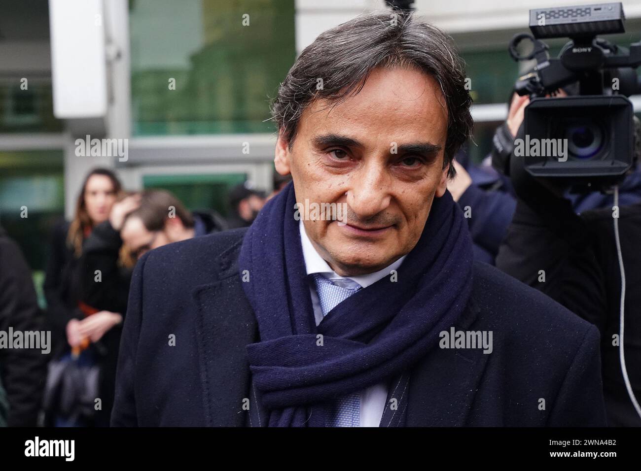 Foto Spada/LaPresse 01 marzo 2024 - Brescia, Italia - cronaca - Tribunale di Brescia prima udienza della revisione del processo della strage di erba nella foto: avv. Fabio Scembri, difensore Lindo e Rosa Bazzi 01 marzo 2024, 2024 Brescia, Italia - relazione - Tribunale del calcio di Brescia prima audizione della revisione del processo al massacro di erba nella foto: Fabio Scembri credito: LaPresse/Alamy Live News Foto Stock