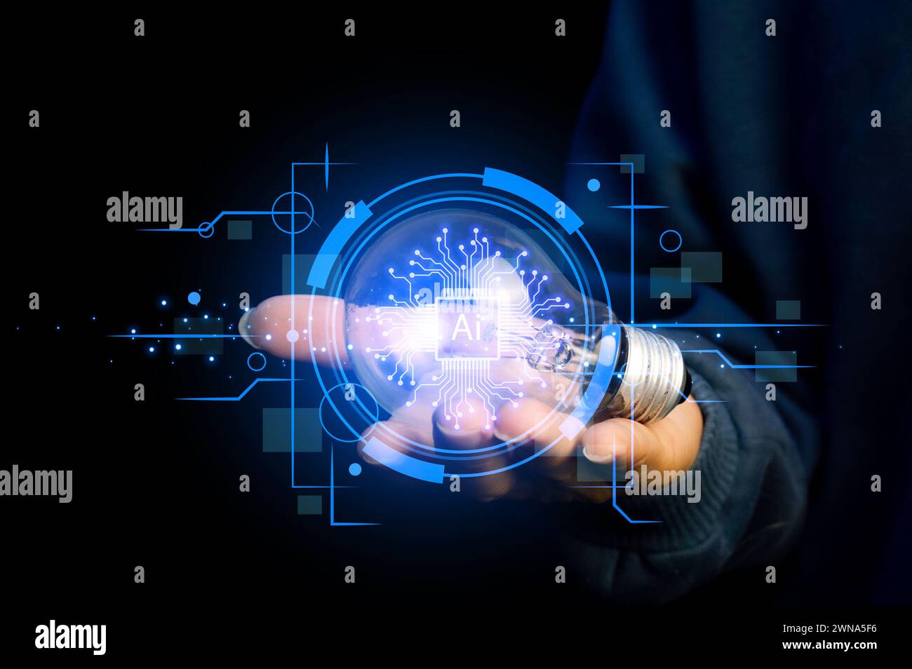 La potenza dell'intelligenza artificiale migliora le comunicazioni aziendali. Fornire risposte intelligenti a domande complesse. Abbracciate il futuro della risoluzione dei problemi. Foto Stock