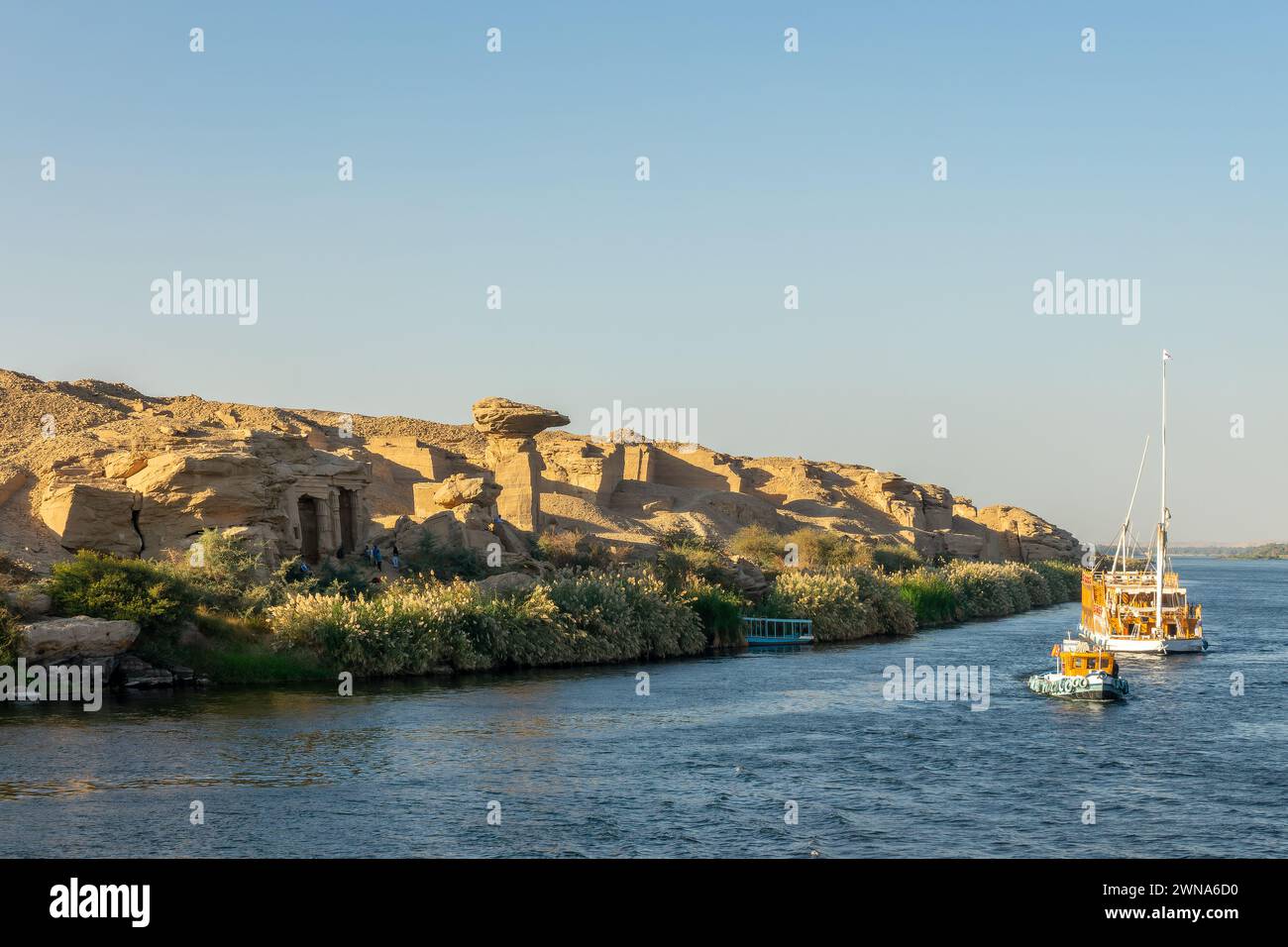 Gebel el Silsila (o Gebel Silsileh) sito archeologico sulla riva del fiume Nilo, in Egitto Foto Stock
